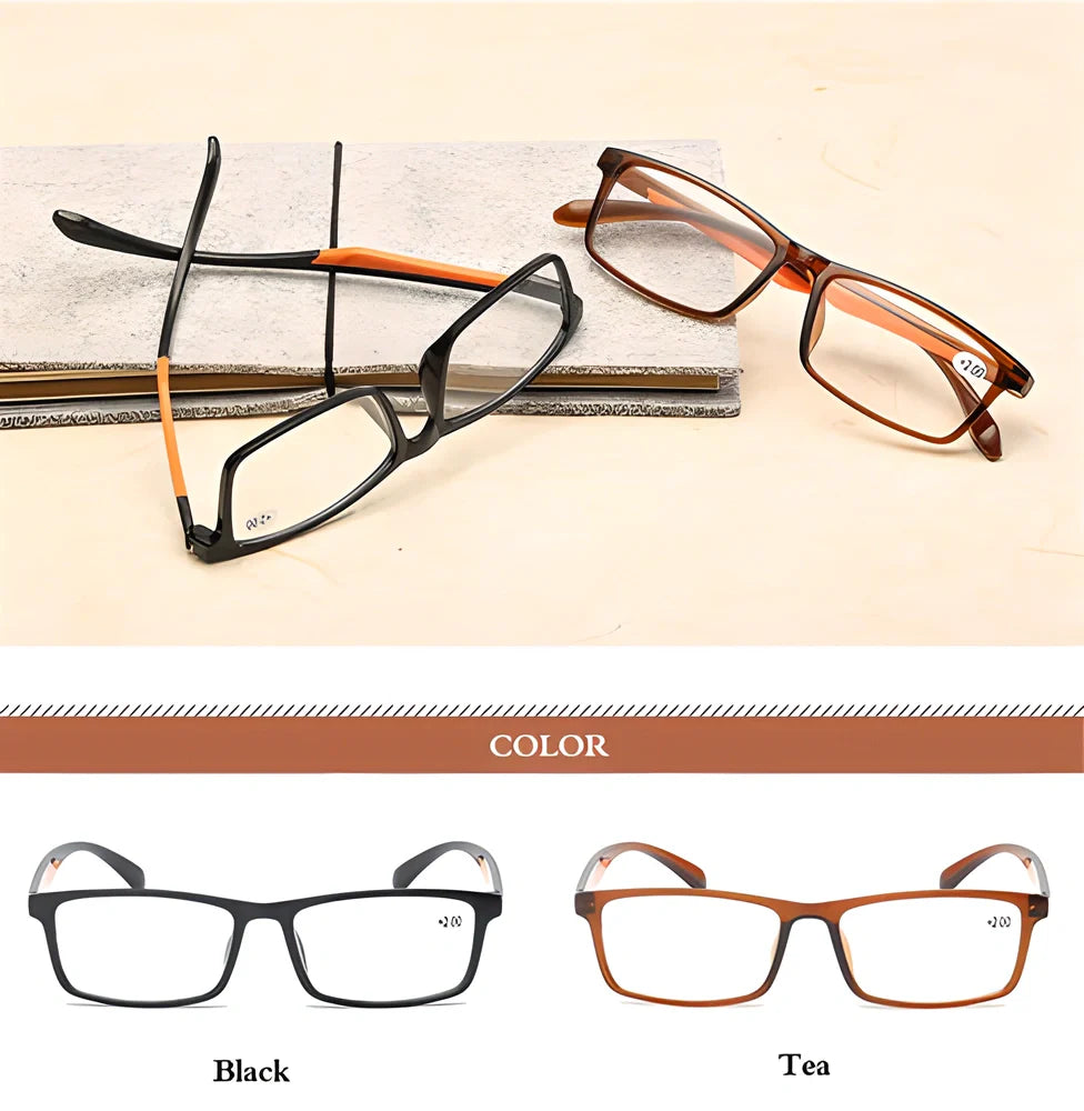 IBOODE™ Retro Ultralight Unisex Prescription Reading Glasses with mirrored lenses and flexible frame