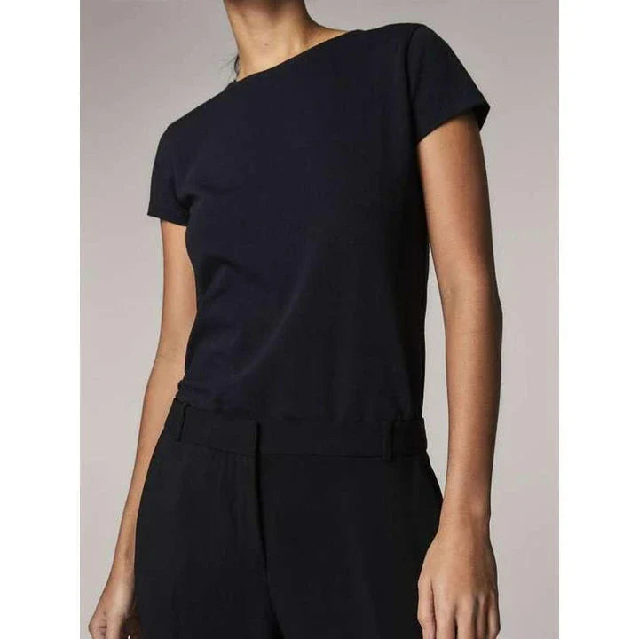 Elegant British cotton short sleeve women's t-shirt in classic solid grey colour
