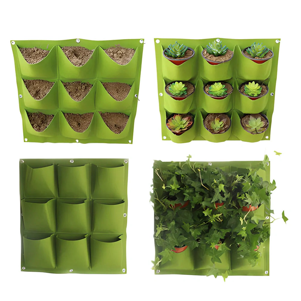 IndoorGarden™ Vertical Hanging Wall Planter with multiple pockets for growing a variety of plants, herbs, and succulents
