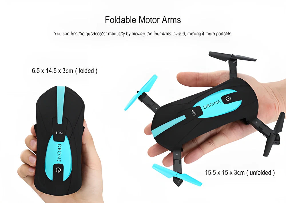 Compact and foldable RC drone with 720p camera, ideal for capturing aerial photos and videos