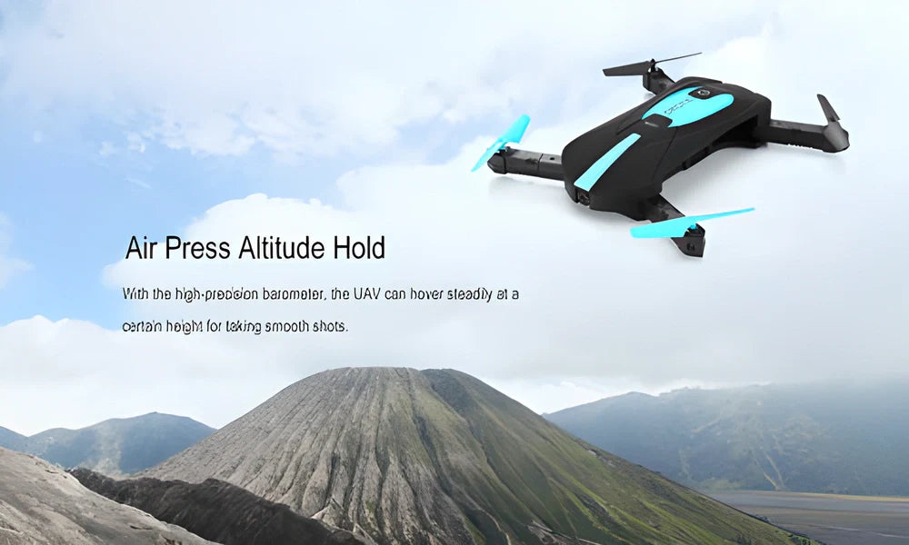 Compact and foldable RC drone with 720p camera, ideal for capturing aerial photos and videos