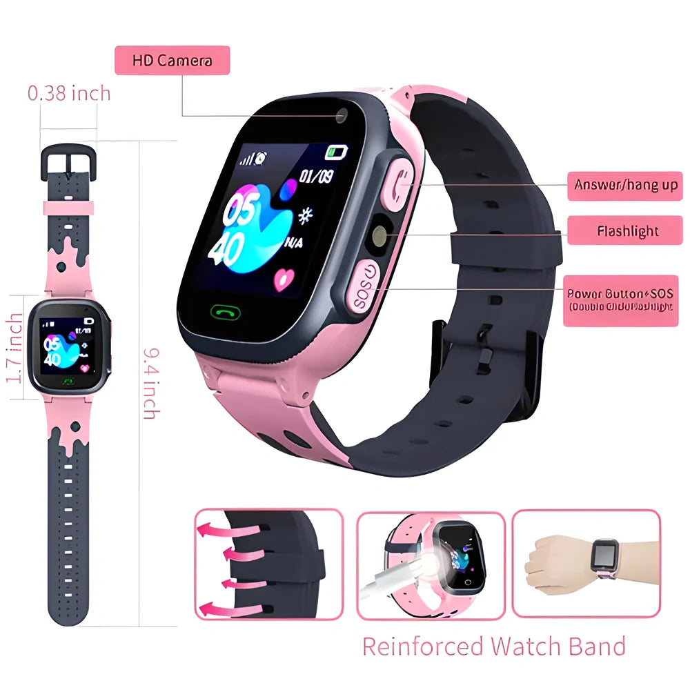 Advanced Kids GPS Smartwatch with SOS Call, Real-Time Tracking, and Waterproof Design