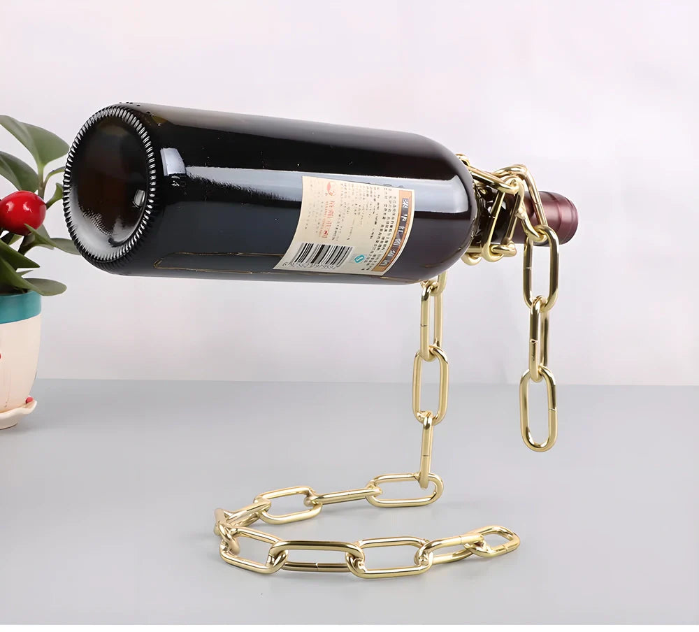 Levitation™ Floating Metal Chain Wine Rack - Elegant wine holder that appears to defy gravity