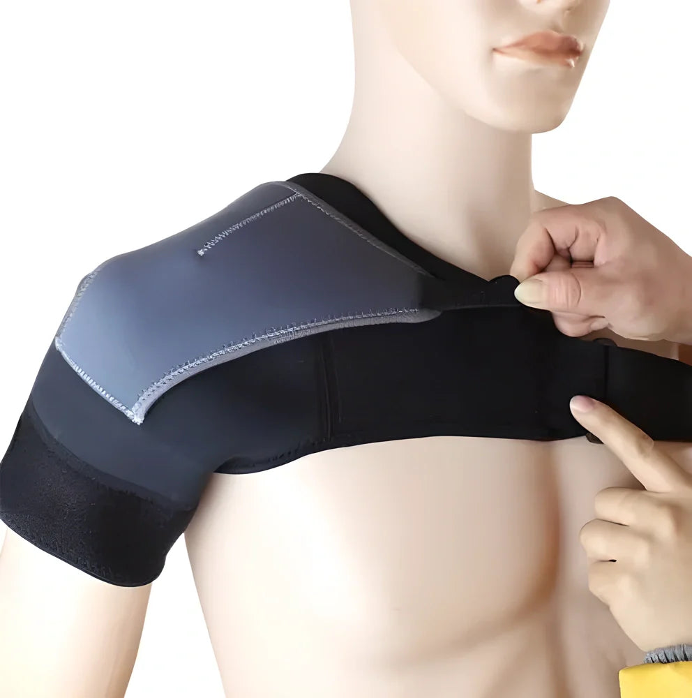 Premium Shoulder Support Brace with adjustable compression, breathable design, and secure fit for pain relief