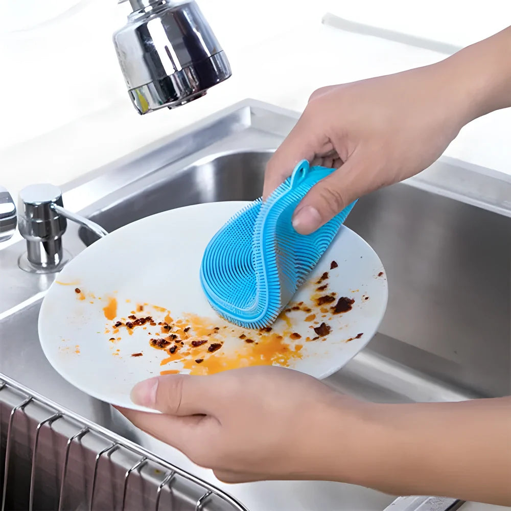 Premium Silicone Sponge Scrubber Set with thick, soft bristles for effective and scratch-free cleaning