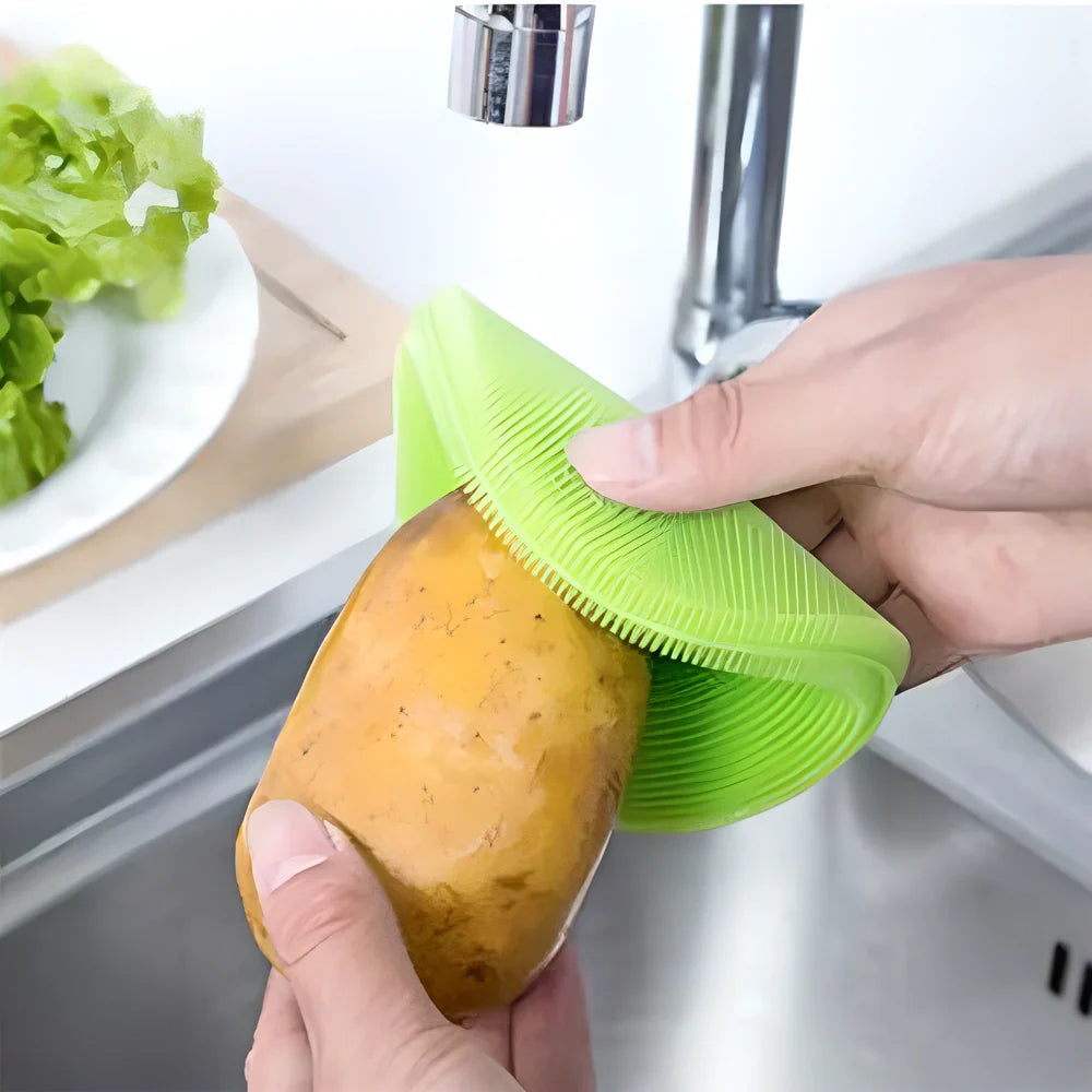 Premium Silicone Sponge Scrubber Set with thick, soft bristles for effective and scratch-free cleaning