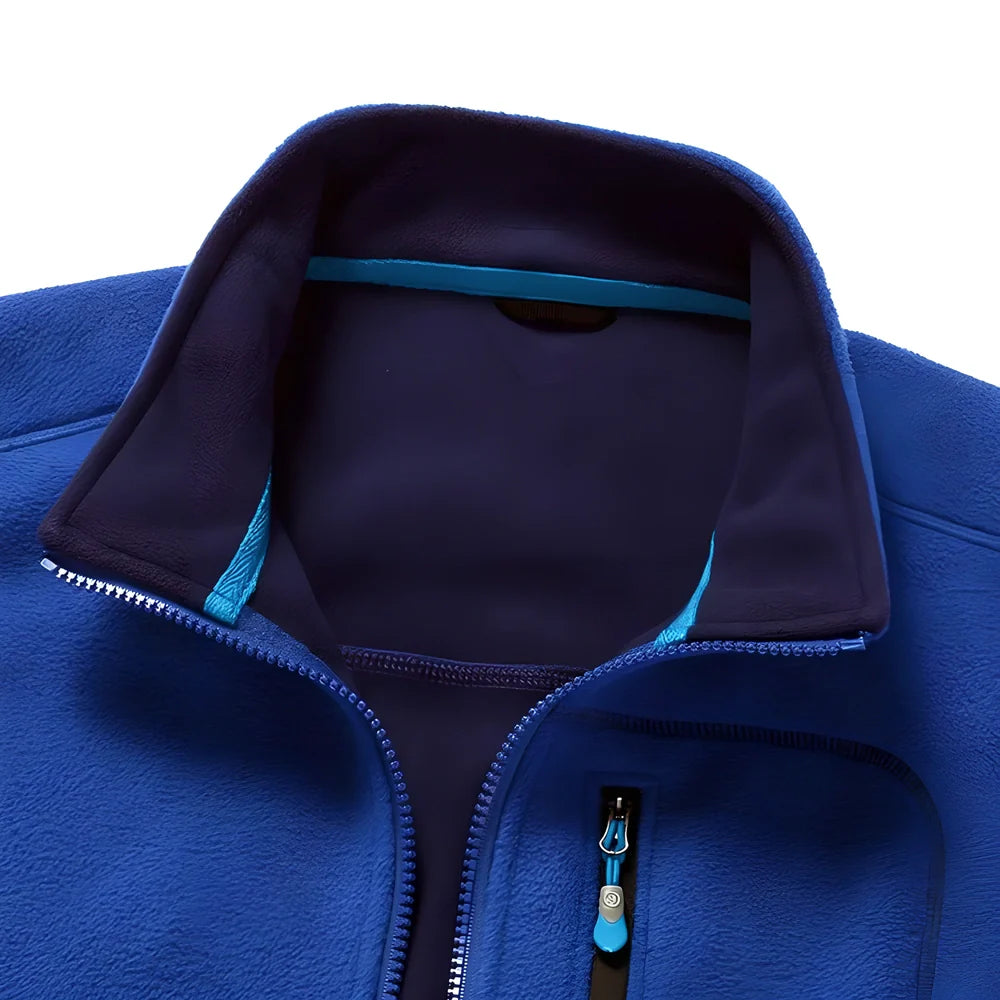 Outdoor Sleeveless Fleece Vest Jacket in blue, green, black, and red colours with size options from L to 4XL