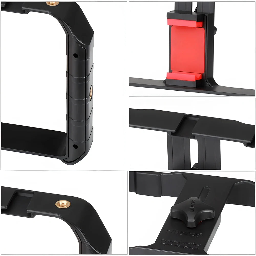 A sturdy, aluminium alloy smartphone video rig with accessories for professional-quality video and photography