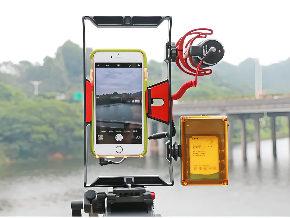 A sturdy, aluminium alloy smartphone video rig with accessories for professional-quality video and photography