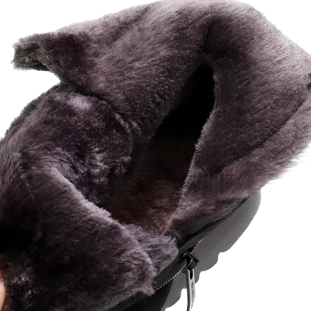 Elegant women's winter boots with warm faux fur lining, durable rubber sole, and sleek, versatile design
