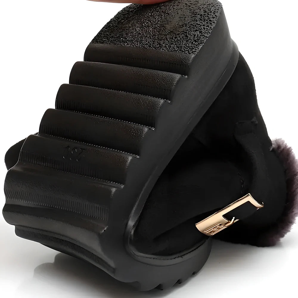 Elegant women's winter boots with warm faux fur lining, durable rubber sole, and sleek, versatile design