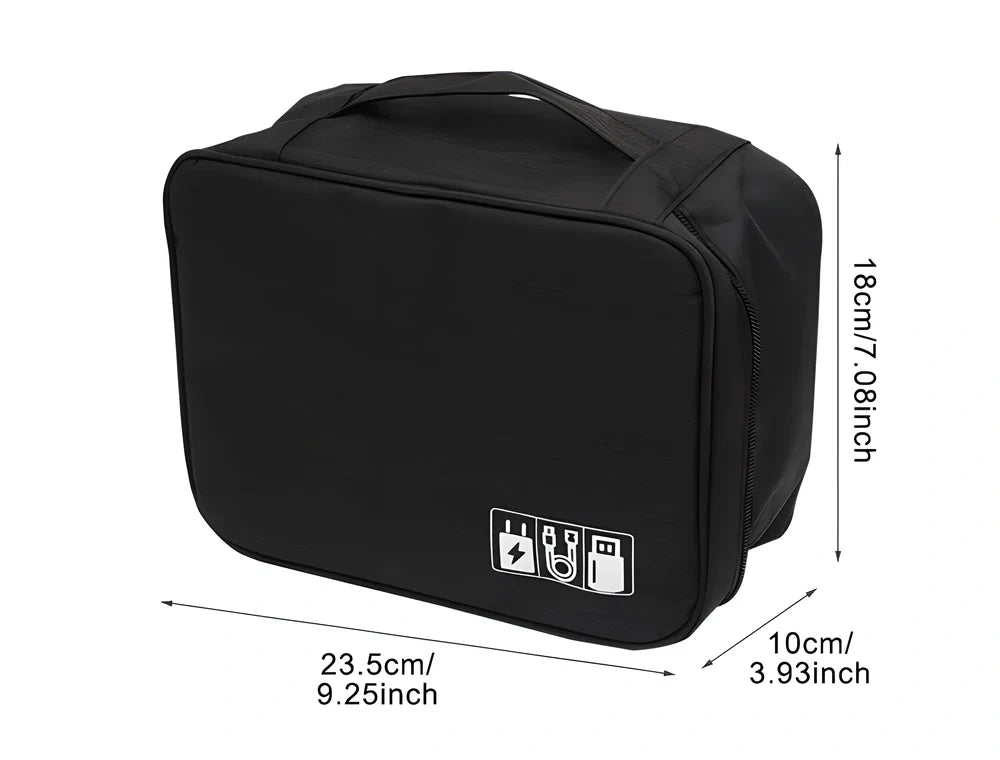 TravelMate™ Compact Travel Shoe Bag made of water-resistant polyester with breathable mesh pocket and adjustable strap for attaching to luggage