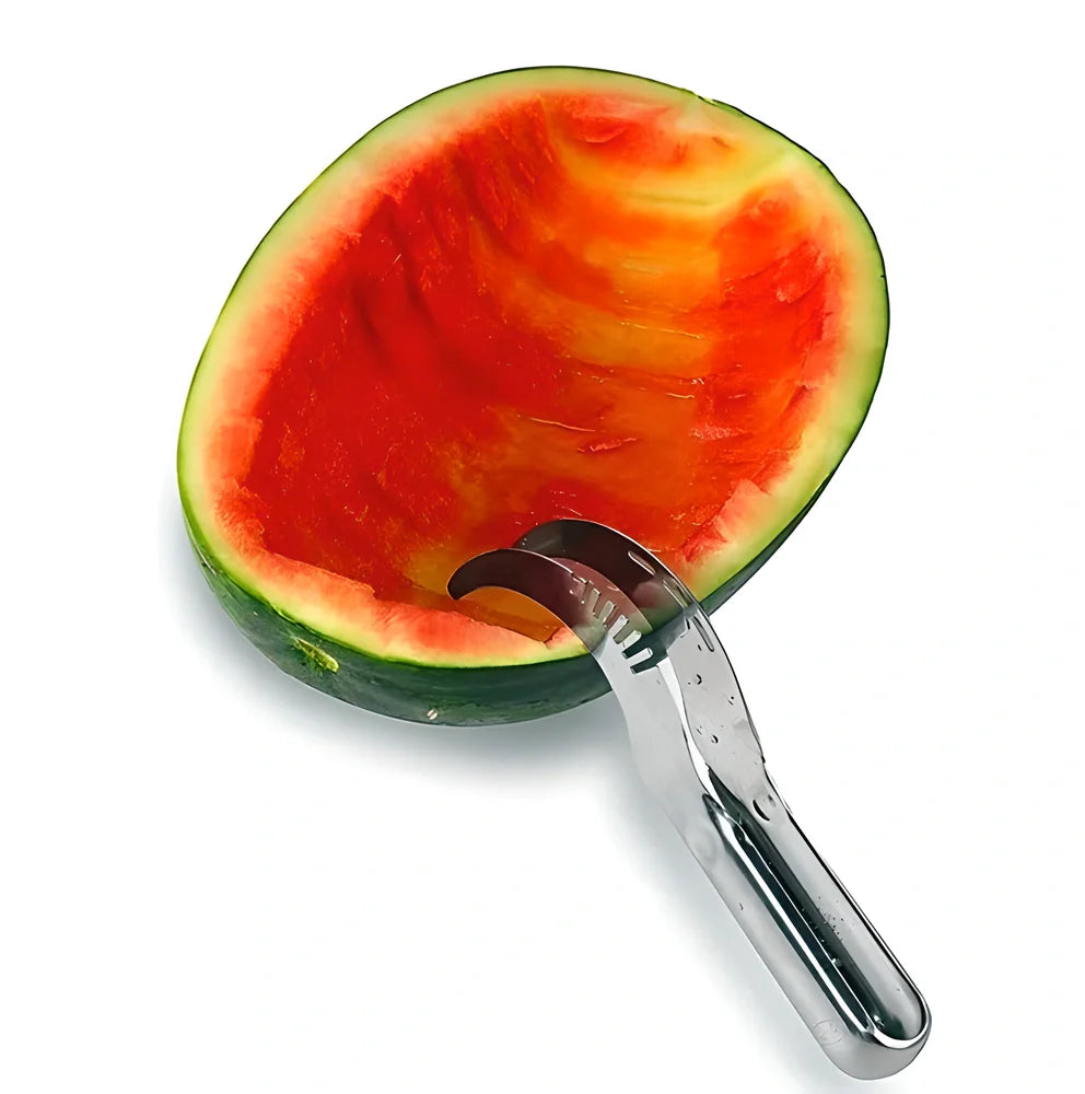 Premium stainless steel watermelon slicer with ergonomic handle for easy, mess-free fruit preparation