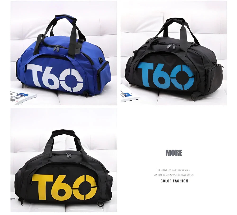 Premium waterproof gym bag in various colours, featuring a spacious 36L to 55L capacity and versatile carry options for workouts, sports, and travel.