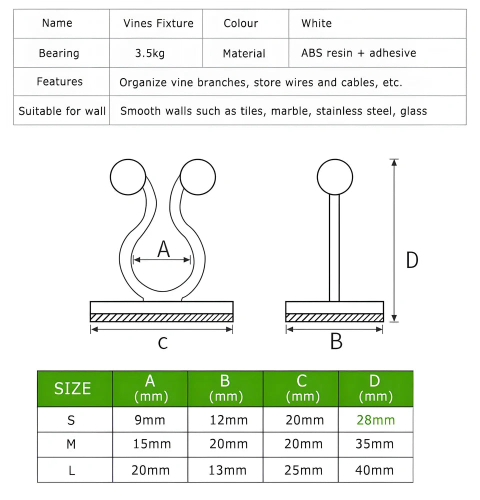Premium Vine Plant Climbing Hook Set - Adhesive-backed hooks for easy, damage-free installation to support climbing plants and vines