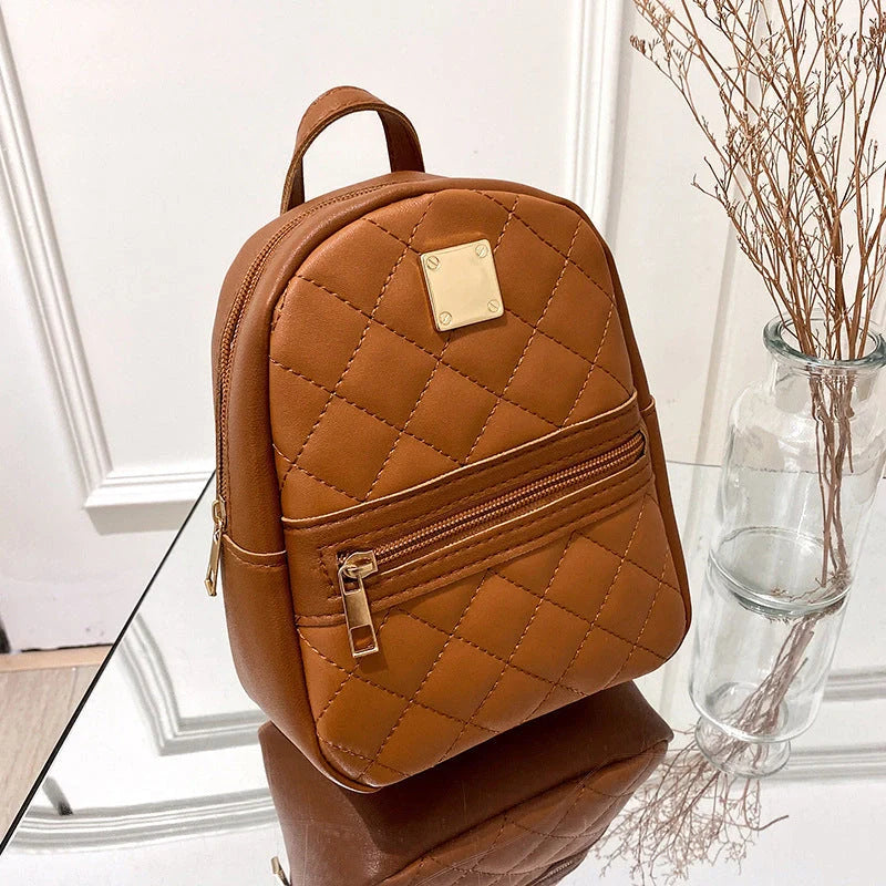 Personalised Women's Fashion Backpack in PU Material with Geometric Design