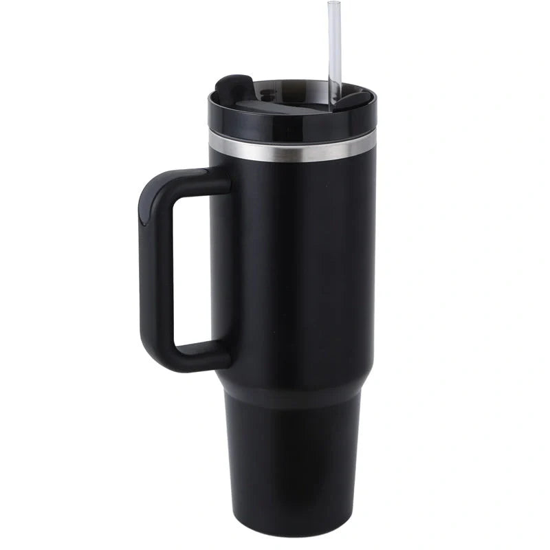 40oz stainless steel coffee mug with handle and straw, BPA-free, various colours available