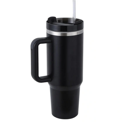 40oz stainless steel coffee mug with handle and straw, BPA-free, various colours available