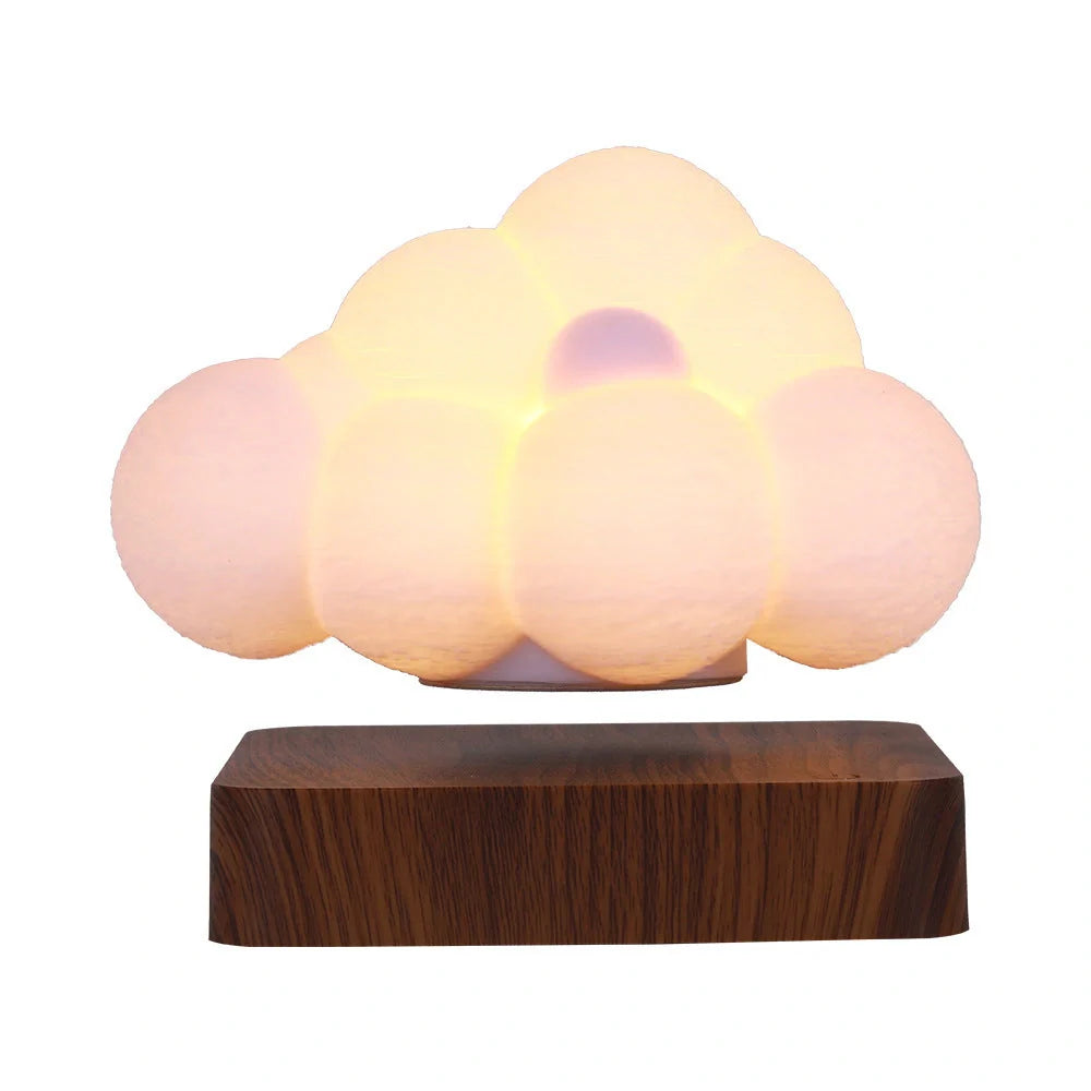 Magnetic Levitation Cloud Lamp with 3D-printed design floating above base