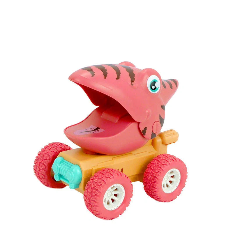 Dinosaur and animal themed push and slide toy car for kids, encouraging active play and imagination.