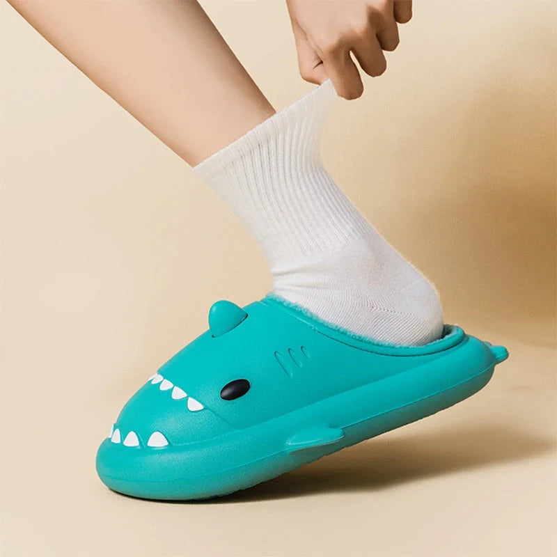 Cartoon shark EVA slippers with waterproof soft bottom in various colours