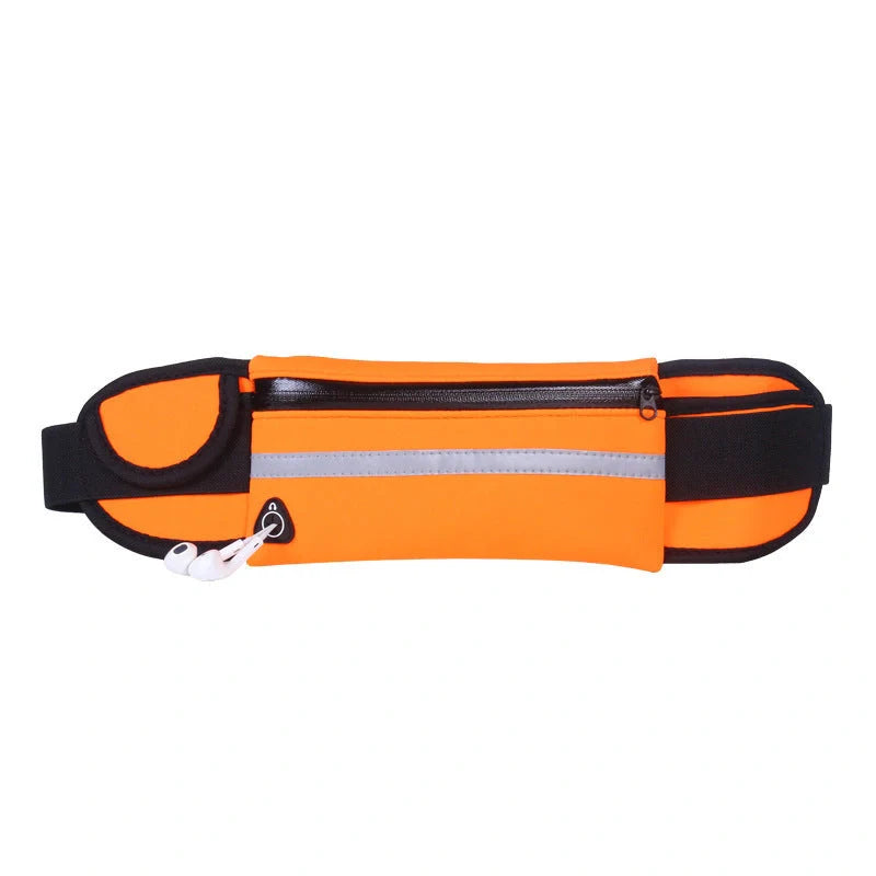 Slim nylon fitness waist bag with zipper pocket for secure storage during sports