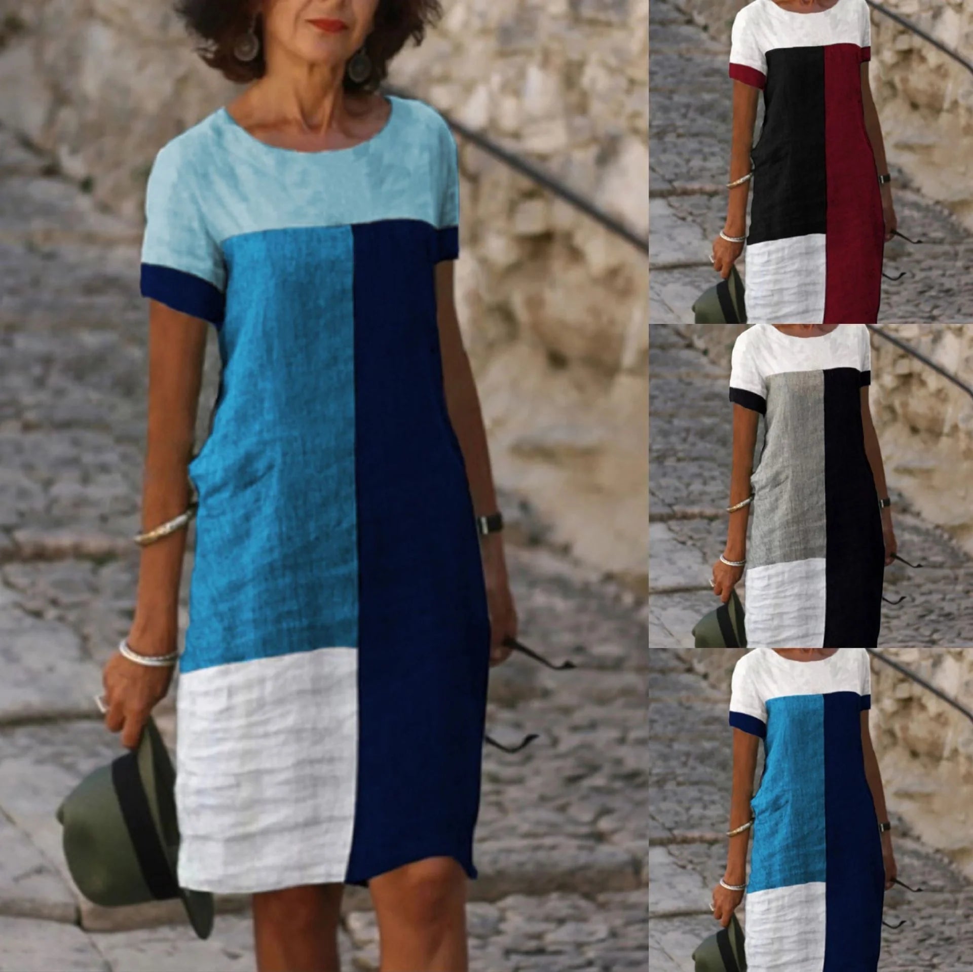 Ladies check print dress in cotton blend, available in multiple colours and sizes