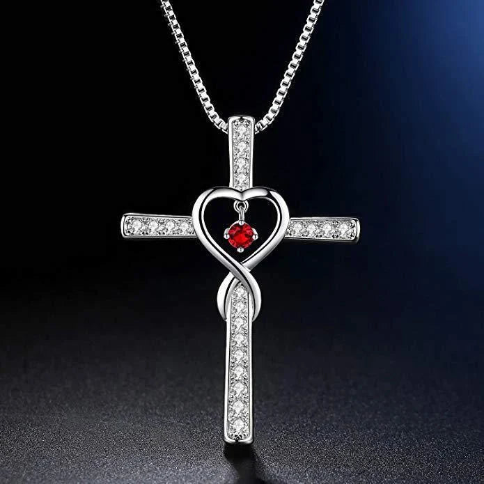 Elegant gold-plated Christian cross necklace with sparkling zircon and diamond gemstones