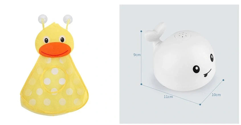 Electric induction whale spray toy for baby bath time with automatic water spray and lights