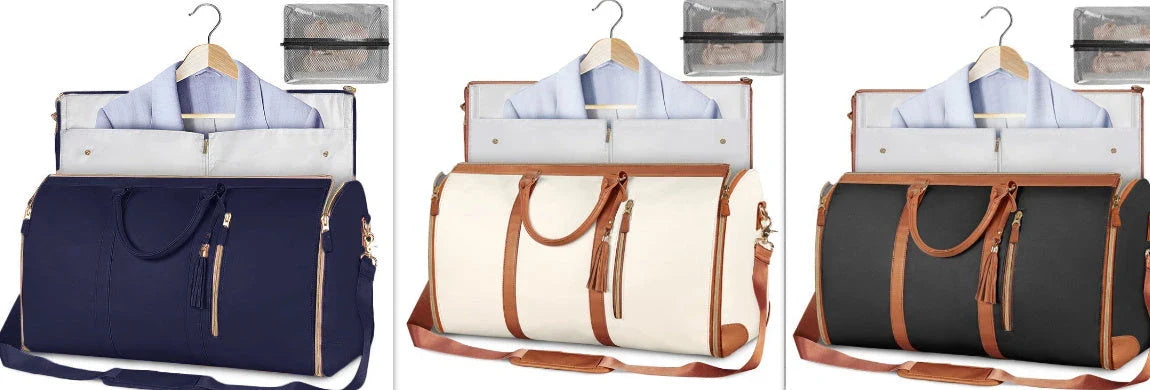 Versatile travel duffel bag for women with waterproof and foldable design, available in various color options