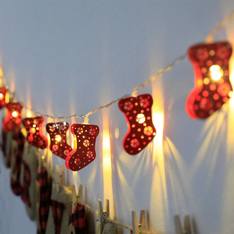 Christmas LED light string with Santa Claus, elk, and snowman ornaments for festive decoration
