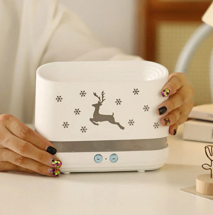 Cozy Flame LED Humidifier with realistic flame effect and silent cool mist diffusion for a relaxing, atmospheric experience