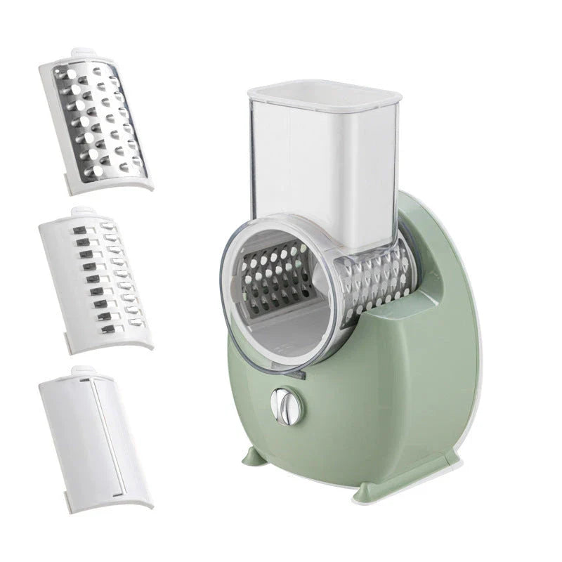 Electric Vegetable Slicer with Interchangeable Blades, Suction Base, and Compact Design for Efficient Meal Prep