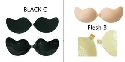 Lala Goddess Mango Cup deep V invisible bra in black and flesh colors