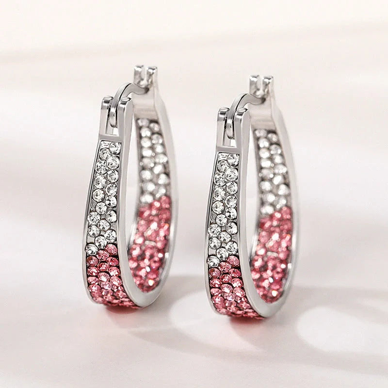 Colourful geometric diamond earrings for women with English letter detailing