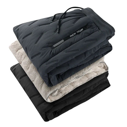 Men's winter velvet fleece jogging pants with zip pocket