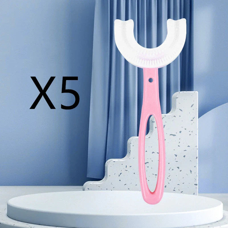 Soft, U-Shaped Children's Toothbrush in Various Vibrant Colors Made of Food-Grade Rubber