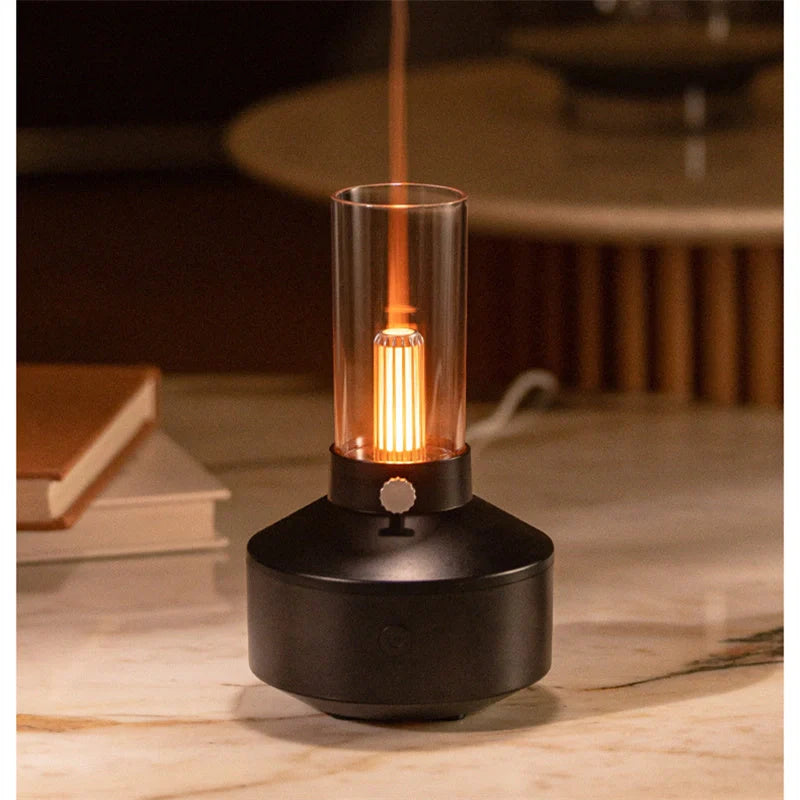 Retro Light Aroma Diffuser with LED night light and humidifier in white and black