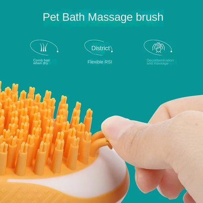 Premium pet grooming brush with soft silicone bristles for bathing and massaging dogs and cats