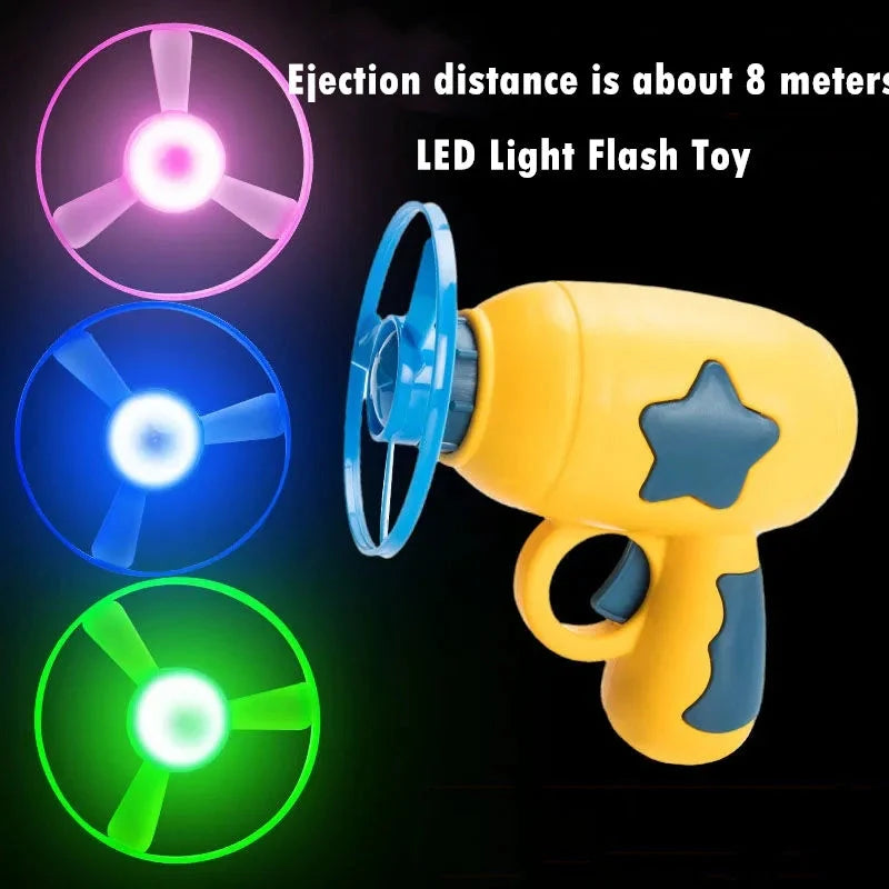 LED Light Pet Toy Set with flying saucer launcher and luminous discs
