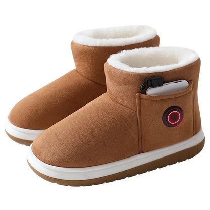 Cosy cotton heating boots with temperature regulation technology, perfect for keeping feet warm during the British winter