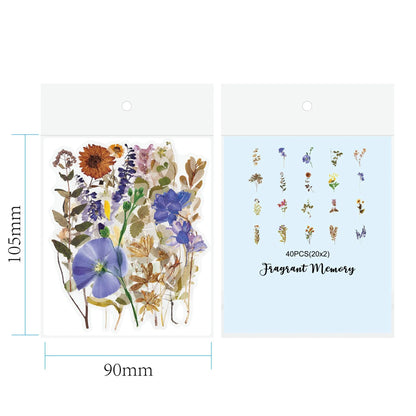 Retro Flower Nature DIY Sticker Pack with transparent flower and mushroom designs