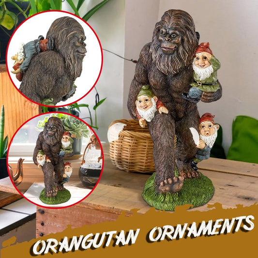 Cartoon-style gorilla resin garden ornament with bright hues