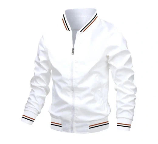 Men's stylish striped zip-up jacket with pockets in various colours