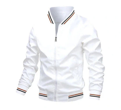 Men's stylish striped zip-up jacket with pockets in various colours