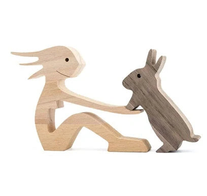 Nordic style wooden desktop ornament with animal design and polished finish