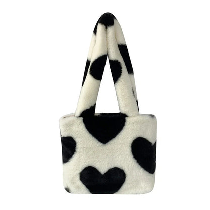 Women's Fashion Love Heart Furry Fluffy Underarm Bag in various colours