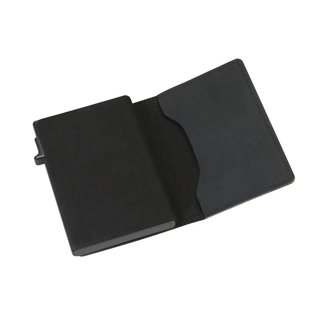 Sleek RFID-blocking wallet made of durable PU leather with multiple interior compartments and an AirTag pocket for secure everyday carry