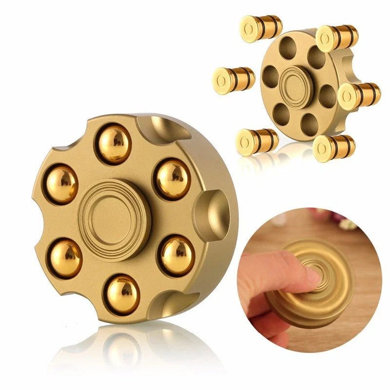 Brass gun revolver bullet fidget toy spinner with detachable rotating feature