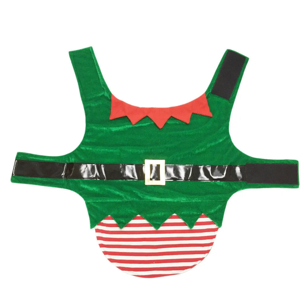 Green elf Christmas costume for dogs with adjustable fit